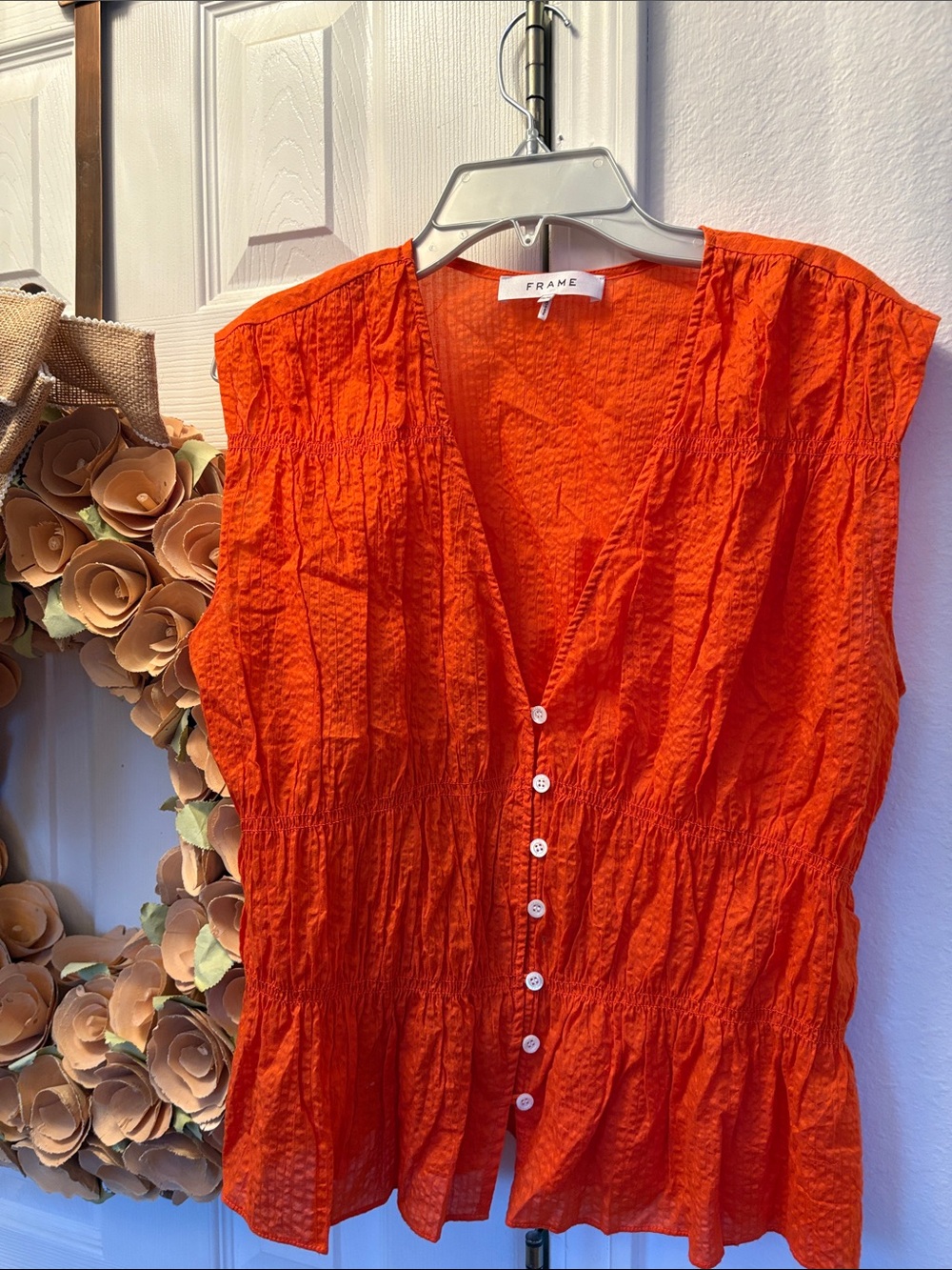 Frame rouched orange tank top